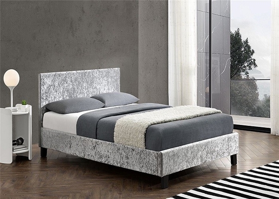 El tamaño de la reina SF833 tapizó el cabecero de Grey Crush Velvet Fabric With del marco de la cama