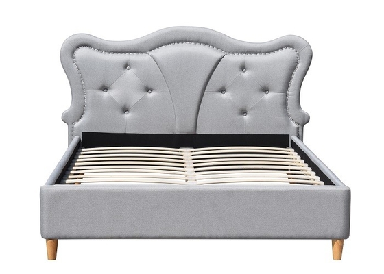 Los niños de Nailhead tapizaron el cabecero de Grey Linen Button Tufted Curved del ajuste de la cama