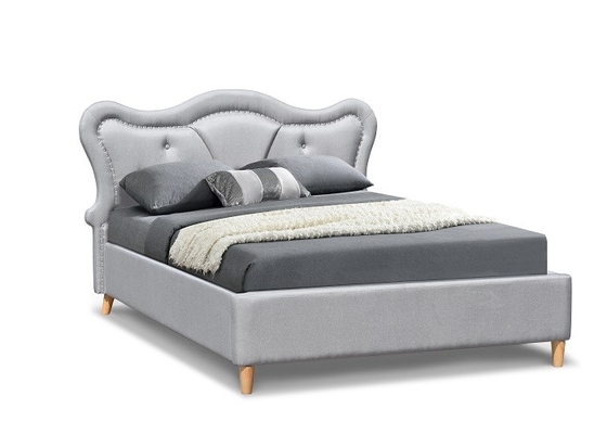 Los niños de Nailhead tapizaron el cabecero de Grey Linen Button Tufted Curved del ajuste de la cama
