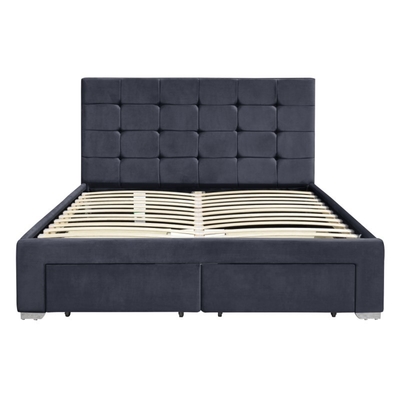 ODM doble machacado poner crema del OEM del tamaño del marco de la cama del terciopelo de 4 cajones