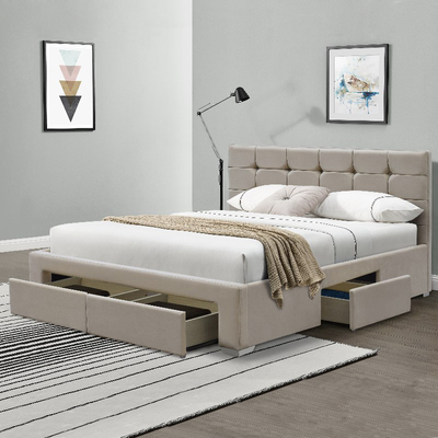ODM doble machacado poner crema del OEM del tamaño del marco de la cama del terciopelo de 4 cajones