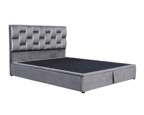 OEM del mismo tamaño de Grey Velvet de la luz del marco de la cama del almacenamiento de la elevación de gas de la madera contrachapada