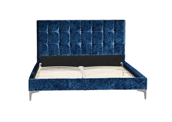 Muebles machacados del mismo tamaño de la cama de la tela del terciopelo del listón de madera