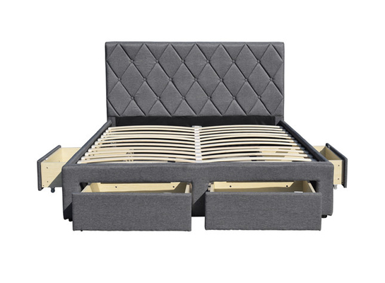 Tela del terciopelo de la cama de rey Size Tufted Storage del OEM con cuatro cajones del almacenamiento