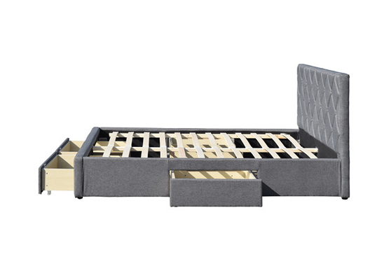 Tela del terciopelo de la cama de rey Size Tufted Storage del OEM con cuatro cajones del almacenamiento