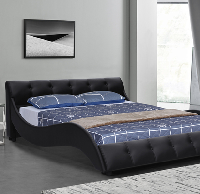 Falso italiano tapizado de cuero del marco de la cama de la PU empenachado en rey Size del cabecero