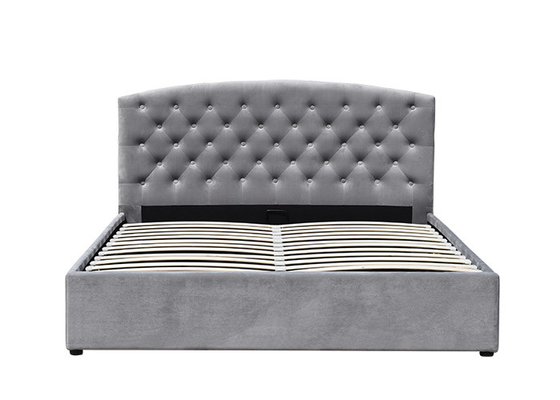 Rey doble Size Unadjustable Fabric de gas de la elevación de la cama de rejilla del almacenamiento tapizó la cama de trineo