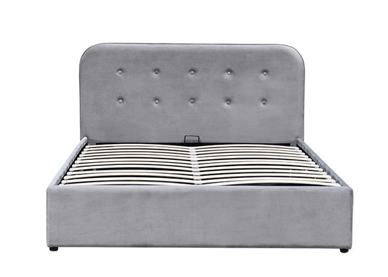ODM del terciopelo del cabecero del botón y madera de la cama del marco de rey Size OEM