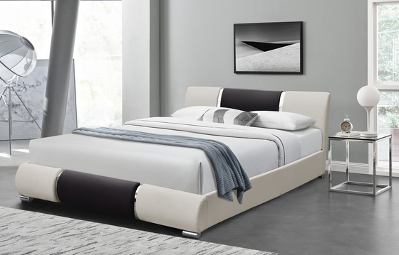 El marco blanco negro de la cama de la imitación de cuero tapizó la plataforma el 160X200Cm