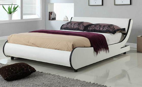 Rey Size LED de la curva tapizó PU el 140x200CM del blanco del marco de la cama