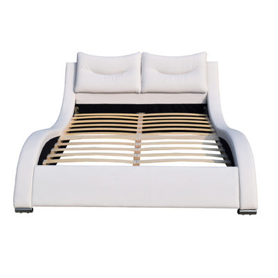 El tamaño doble del cabecero de la cama de lujo de la imitación de cuero con la curva de la almohada forma la PU blanca