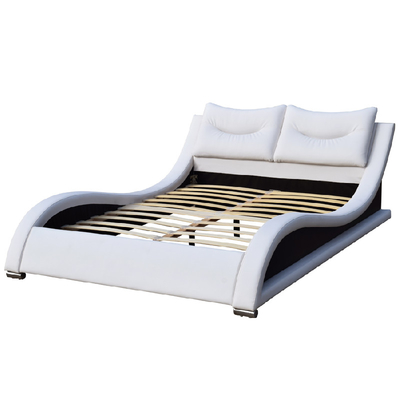El tamaño doble del cabecero de la cama de lujo de la imitación de cuero con la curva de la almohada forma la PU blanca