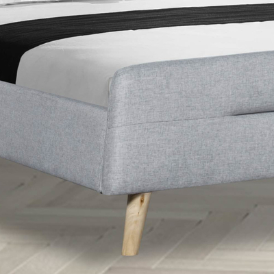 Cama de lino de la tela del cabecero trapezoidal