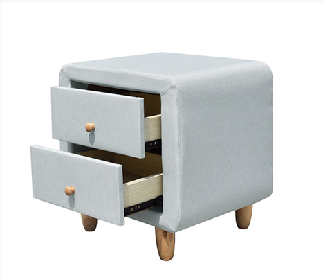 2 cajones cubiertos de lino SOLEADOS del gabinete de Nightstand del cajón de la tela moderna de la madera contrachapada
