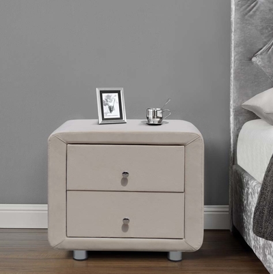 2 cajones cubiertos de lino SOLEADOS del gabinete de Nightstand del cajón de la tela moderna de la madera contrachapada