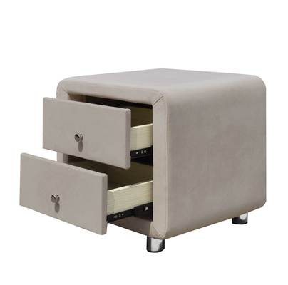 2 cajones cubiertos de lino SOLEADOS del gabinete de Nightstand del cajón de la tela moderna de la madera contrachapada