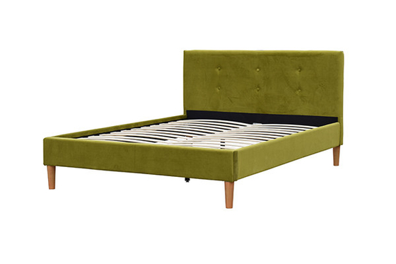 La crema verde empenachada machacó el marco doble de la cama del cabecero de la almohada del terciopelo