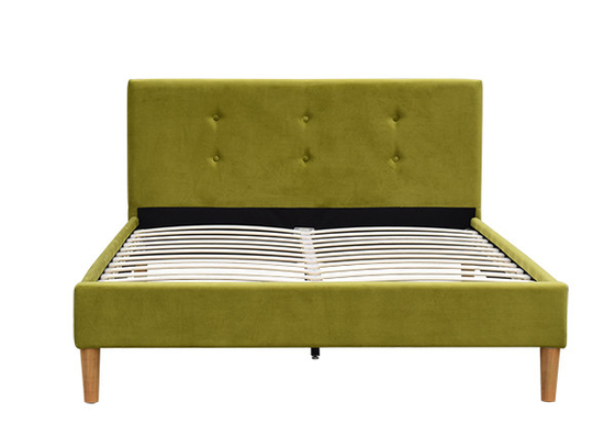 La crema verde empenachada machacó el marco doble de la cama del cabecero de la almohada del terciopelo