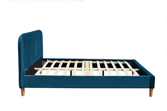 Cabecero tapizado tela azul de la cama de reina del marco BSCI de la cama de la madera contrachapada del terciopelo