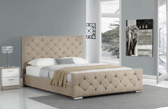 El marco de madera moderno simple de la cama de rey Size Fabric Velvet tapizó