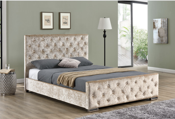 El marco de madera moderno simple de la cama de rey Size Fabric Velvet tapizó