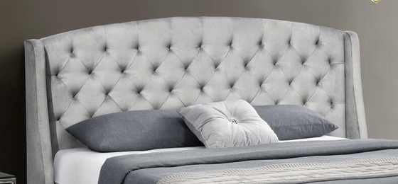 La cama tapizada de la madera contrachapada del Wingback enmarca al rey oscuro de Grey Velvet Wing Headboard Queen