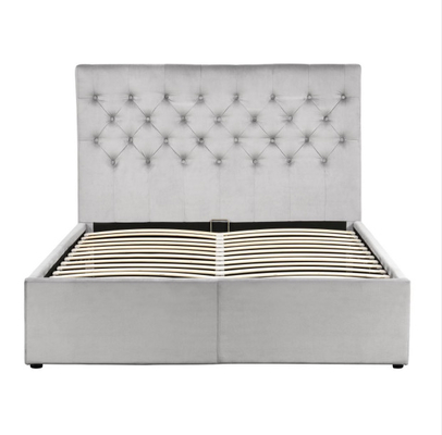 Color opcional Tejido de terciopelo triturado Elevador de gas Almacenamiento de tamaño completo Cama cómoda para dormir CE