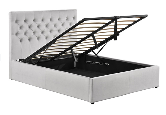 Color opcional Tejido de terciopelo triturado Elevador de gas Almacenamiento de tamaño completo Cama cómoda para dormir CE
