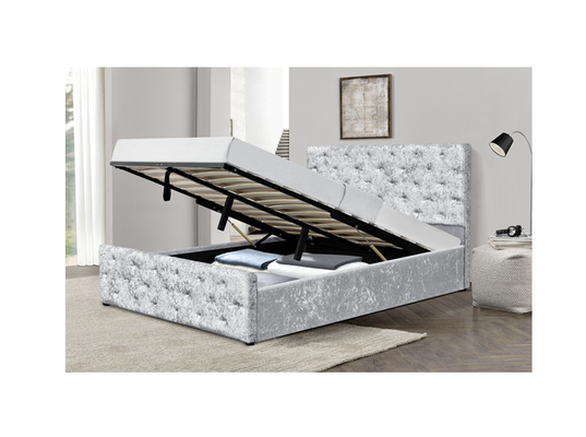 Cajones machacados tapizados modificados para requisitos particulares del almacenamiento de rey Size Bed With del terciopelo