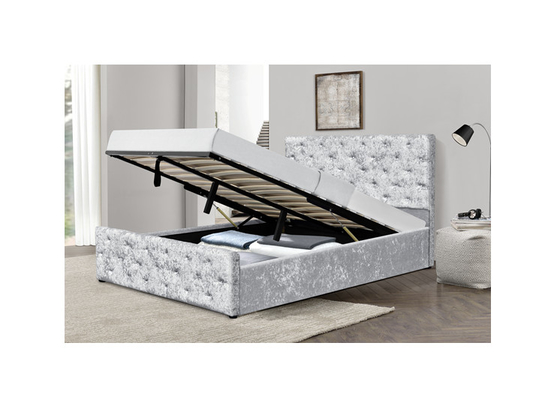 Cajones machacados tapizados modificados para requisitos particulares del almacenamiento de rey Size Bed With del terciopelo