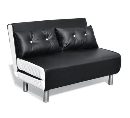 Piernas de cuero del metal de Sofa Bed Black White With de la silla plegable de la PU