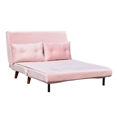 Madera contrachapada rosada de la espuma de Seat Sofa Bed Folding Chair Fabric del terciopelo dos