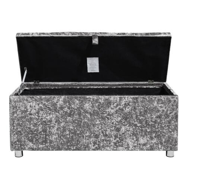 Caja de almacenamiento plegable de Diamond Silver Crushed Velvet Ottoman Ottoman del agolpamiento
