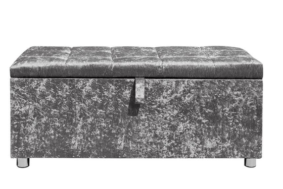 Caja de almacenamiento plegable de Diamond Silver Crushed Velvet Ottoman Ottoman del agolpamiento