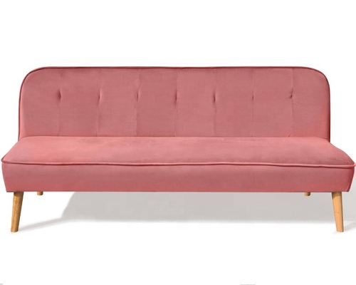 Cubierta plegable machacada de Sofa Bed Dusty Rose Fabric del terciopelo con la pierna de madera