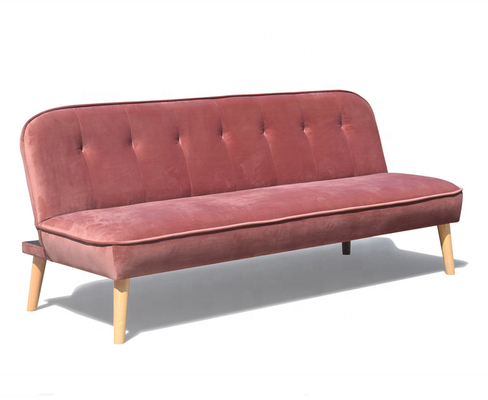 Cubierta plegable machacada de Sofa Bed Dusty Rose Fabric del terciopelo con la pierna de madera