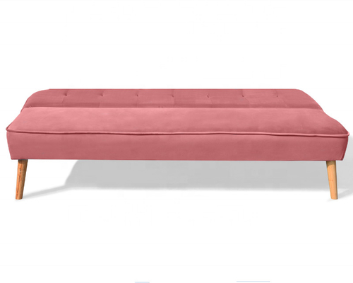 Cubierta plegable machacada de Sofa Bed Dusty Rose Fabric del terciopelo con la pierna de madera