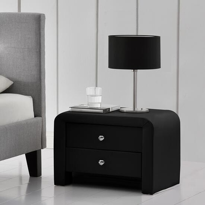 2 cajón negro tapizado Nightstand